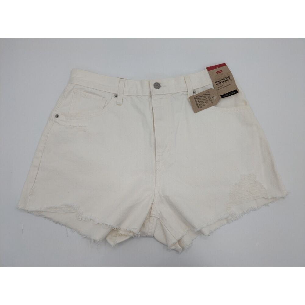 Levi's High Waisted Mom Shorts Size 32 White Denim Cut Offs Women's *NEW*